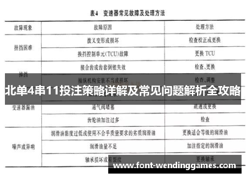 北单4串11投注策略详解及常见问题解析全攻略