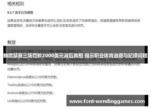 魏震禁赛三场罚款2000美元背后真相 揭示职业体育道德与纪律问题